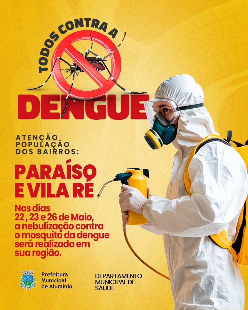 Imagem da notícia: NEBULIZAÇÃO CONTRA A DENGUE – PARAÍSO E VILA RÉ