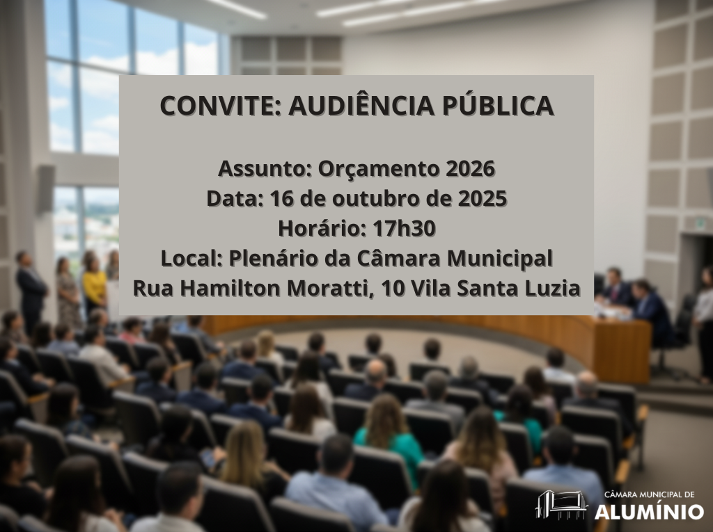 Imagem da notícia: CONVITE: AUDIÊNCIA PÚBLICA ORÇAMENTO 2026